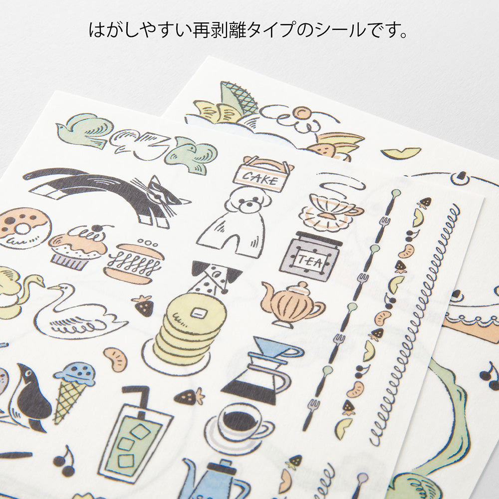 MIDORI Yuru Log Decoration Sticker 2-Sheets Sweets & Animals