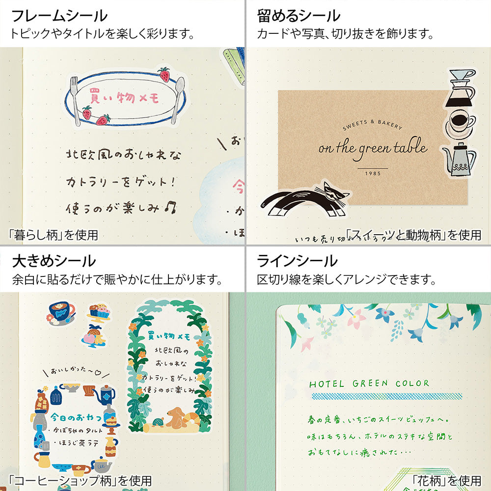 MIDORI Yuru Log Decoration Sticker 2-Sheets Sweets & Animals
