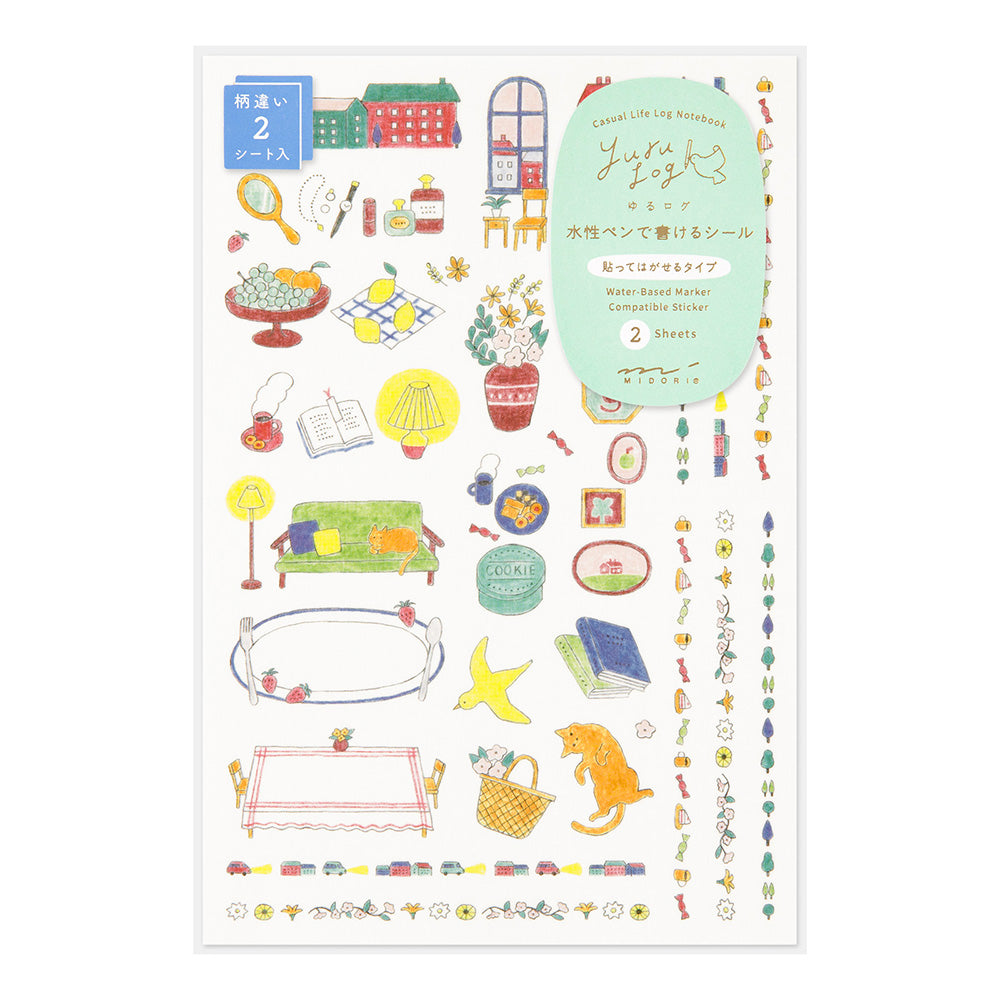 MIDORI Yuru Log Decoration Sticker 2-Sheets Daily Life