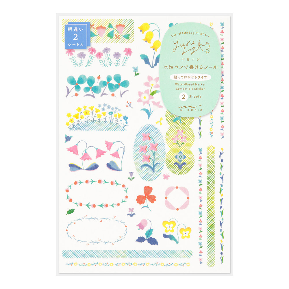 MIDORI Yuru Log Decoration Sticker 2-Sheets Floral