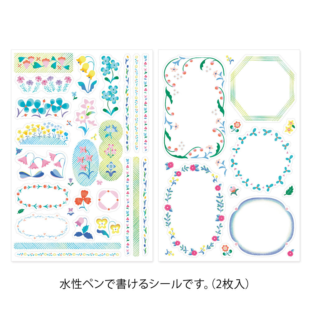MIDORI Yuru Log Decoration Sticker 2-Sheets Floral