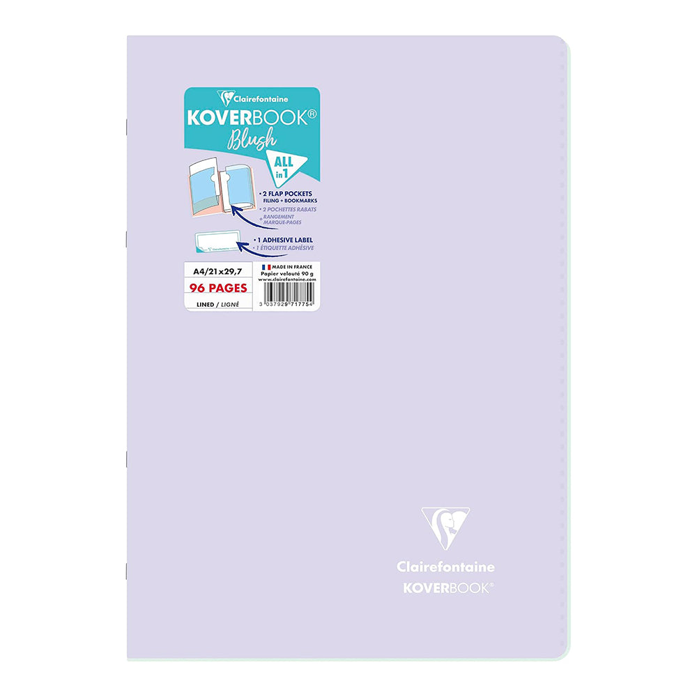 CLAIREFONTAINE Koverbook Blush Stapled Notebook A4 96p Ruled Lilac (971775C)