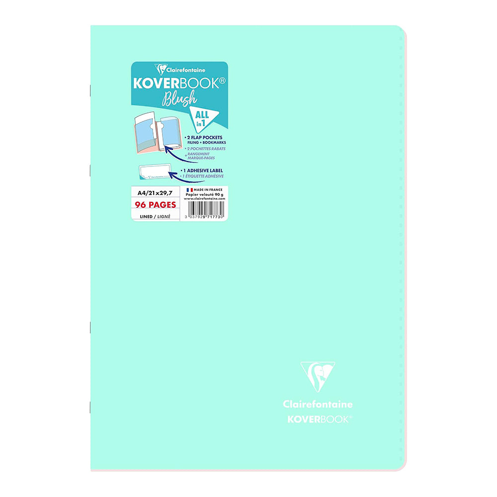 CLAIREFONTAINE Koverbook Blush Stapled Notebook A4 96p Ruled Mint (971773C)