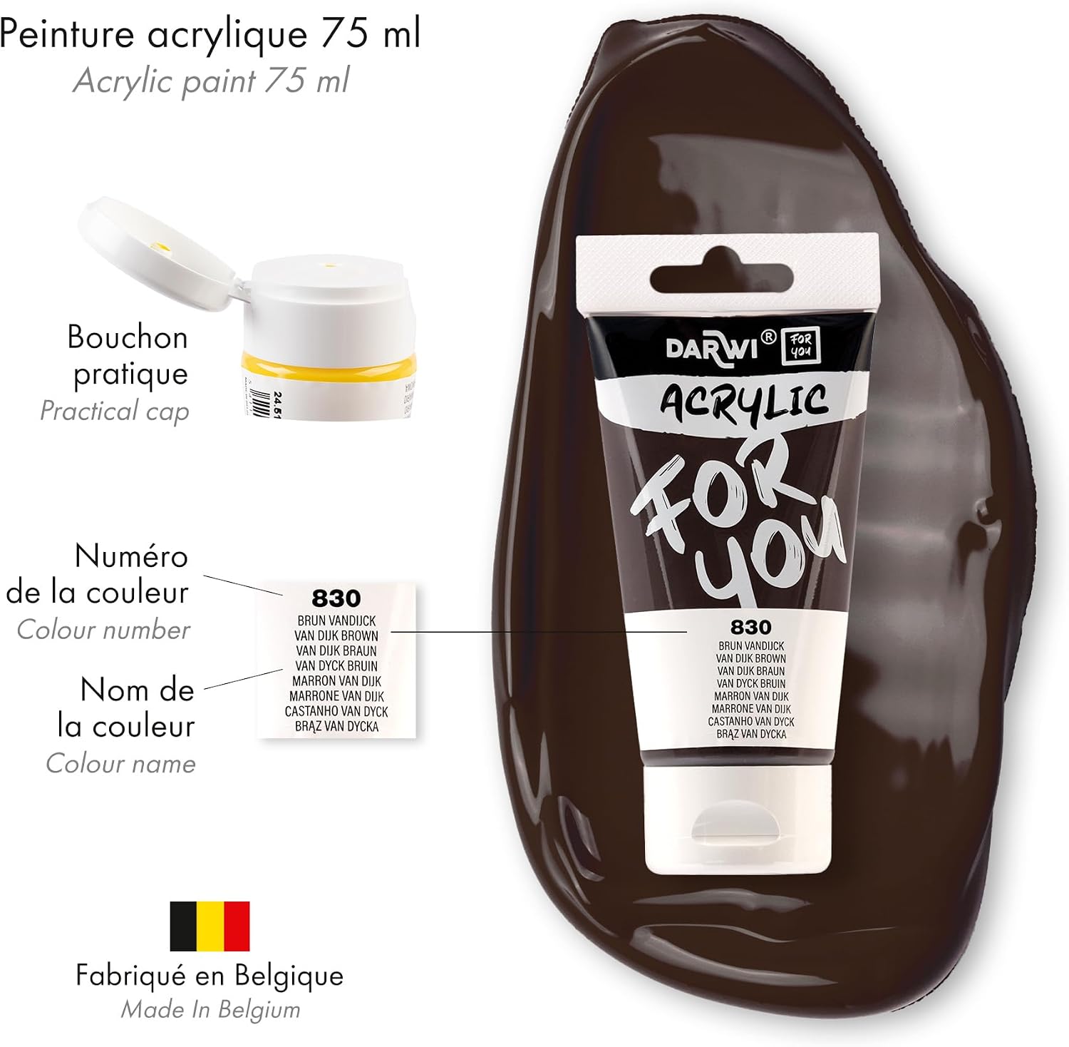 DARWI FOR YOU Acrylic 75ml Van dijk Brown (830)