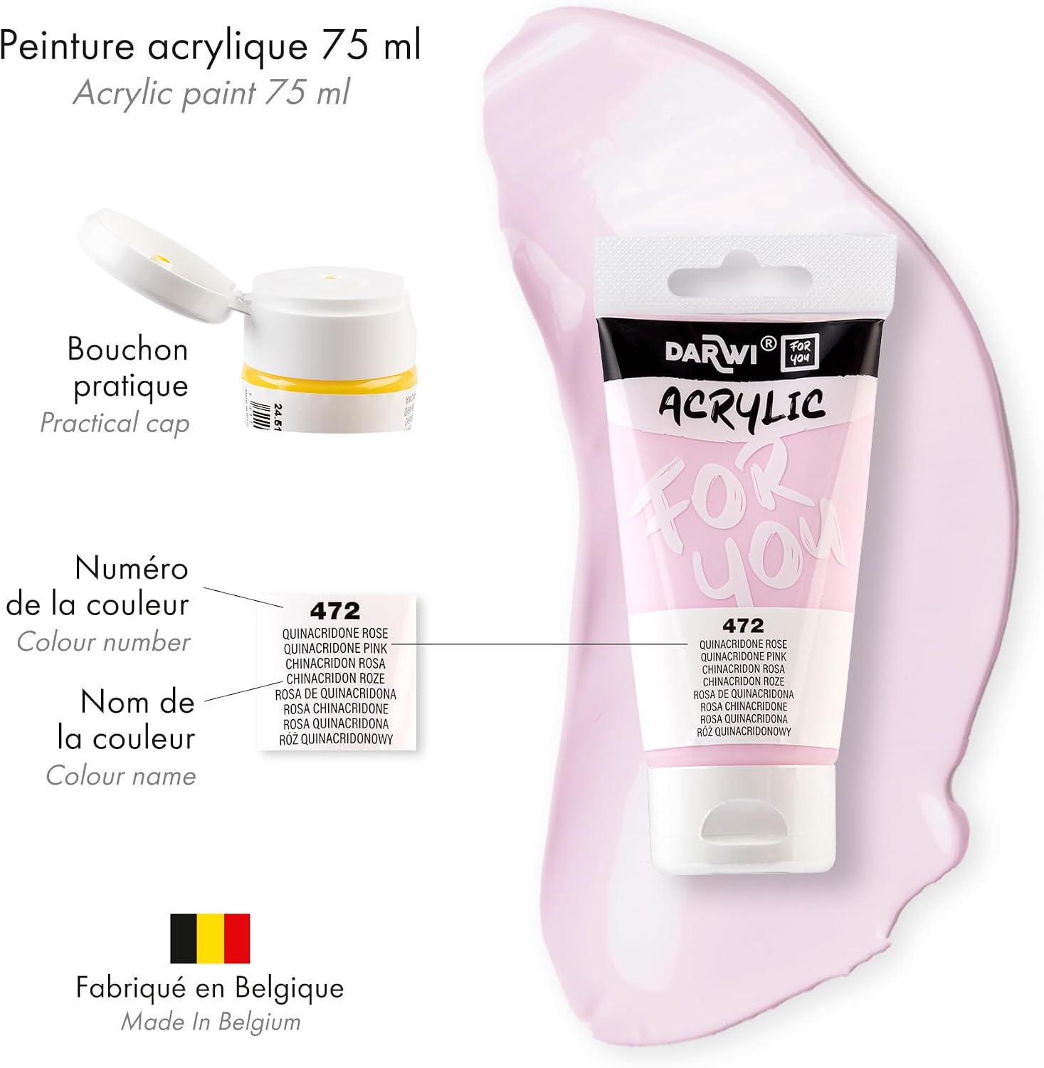 DARWI FOR YOU Acrylic 75ml Quinacridone Pink (472)