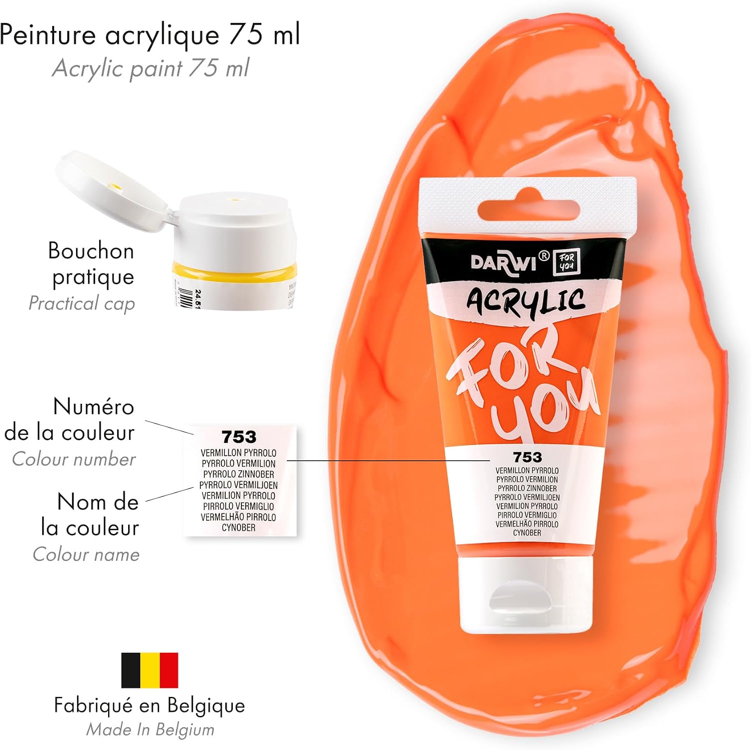 DARWI FOR YOU Acrylic 75ml Vermilion Pyrrolo (753)