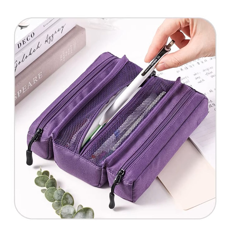 KOKUYO Campus Large Capacity 3-Compartment Pencase Navy (WSG-PC363DB)