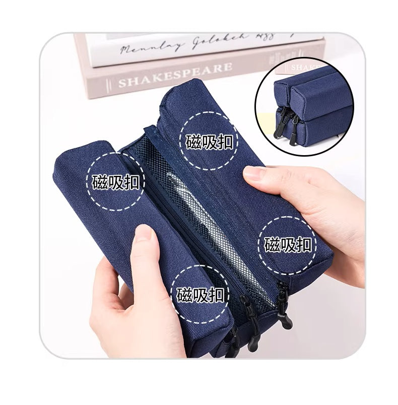 KOKUYO Campus Large Capacity 3-Compartment Pencase Navy (WSG-PC363DB)