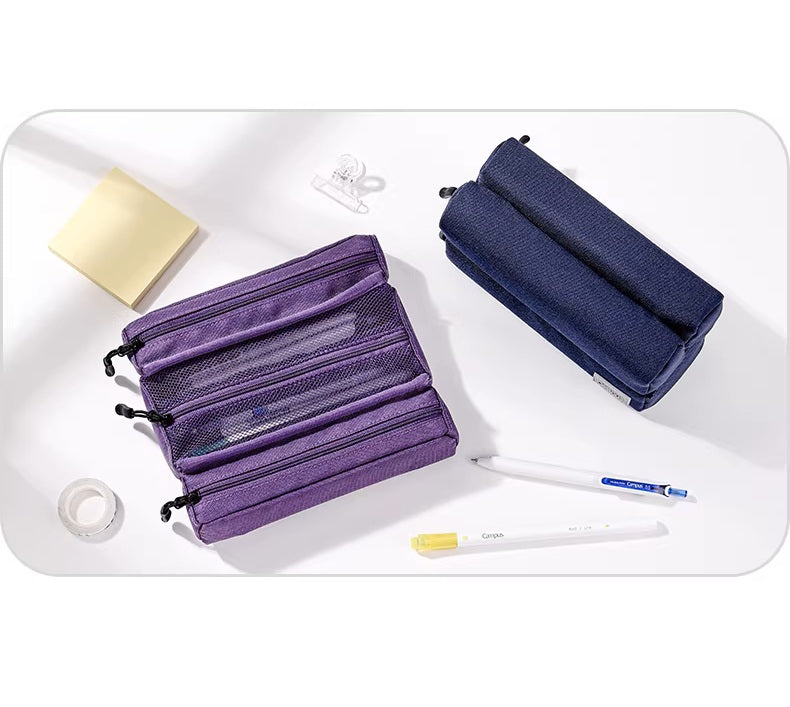 KOKUYO Campus Large Capacity 3-Compartment Pencase Navy (WSG-PC363DB)