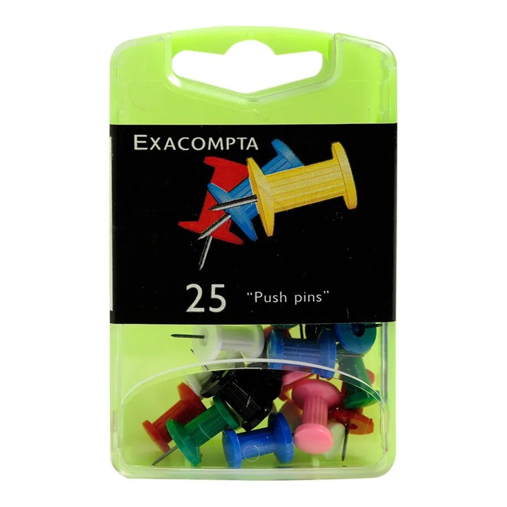 EXACOMPTA Push Pins 7x10mm Box of 25 Assorted Colours
