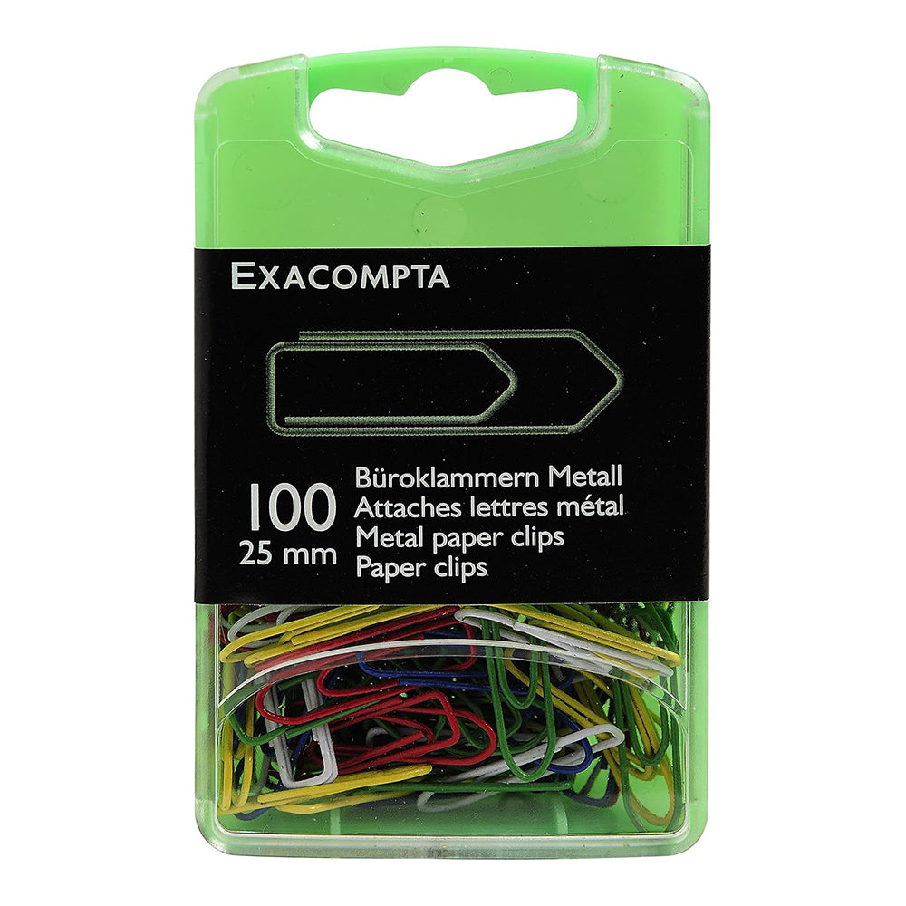 EXACOMPTA Paper Clips Box of 100 25mm / Assorted Colours
