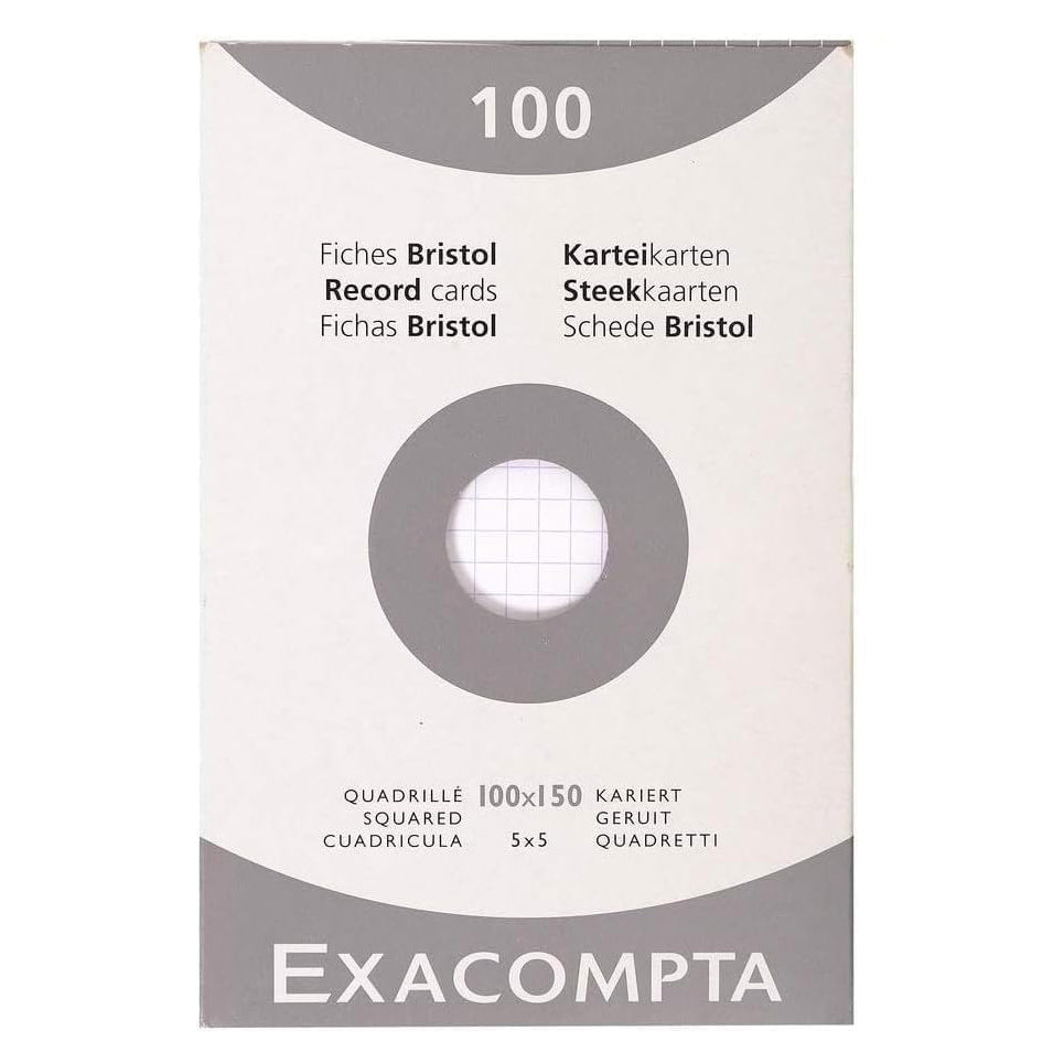EXACOMPTA Record Cards White Case of 100 100x150mm / Squared