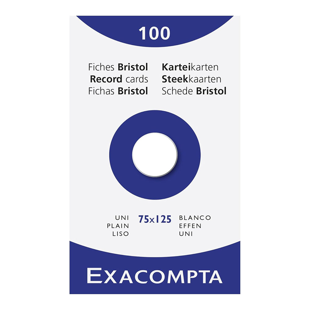 EXACOMPTA Record Cards White Case of 100 75x125mm / Plain