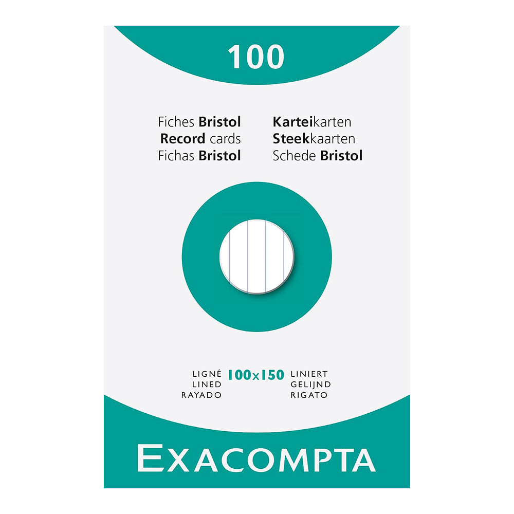 EXACOMPTA Record Cards White Case of 100 100x150mm / Lined