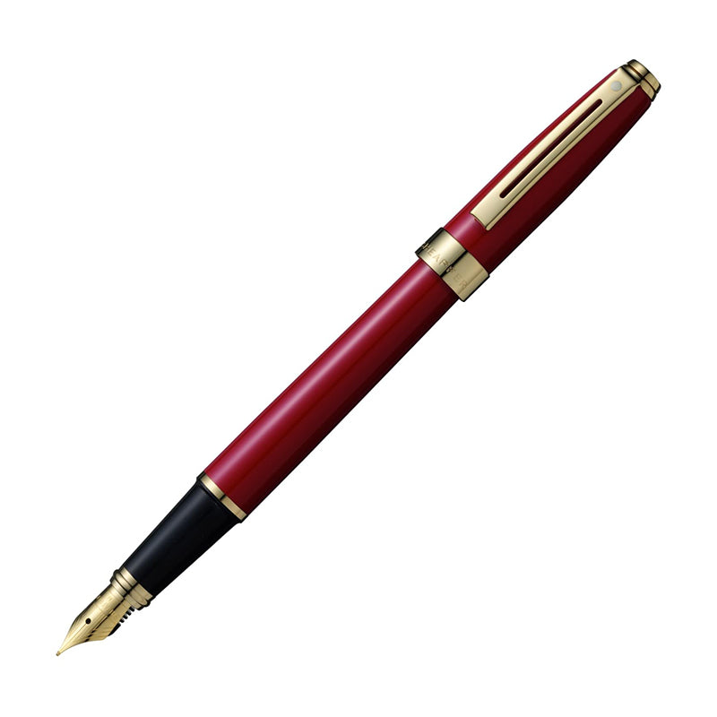 SHEAFFER Prelude Signature 9176 Red Lacquer Gold Trim Fountain Pen - Medium Nib