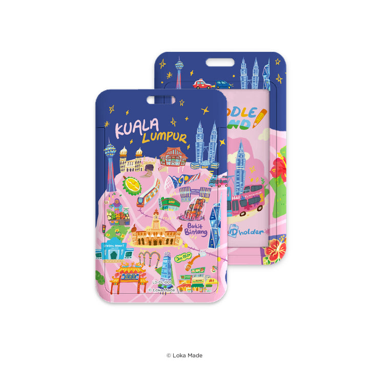 LOKAMADE Doodle Land Lanyard & ID Card Holder LD-DL-001: City Walk in Kuala Lumpur