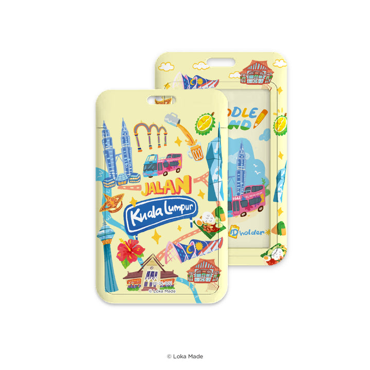 LOKAMADE Doodle Land Lanyard & ID Card Holder LD-DL-002: Jalan Kuala Lumpur