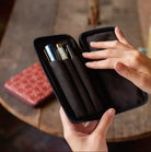 KYOKU HAKU Zippered Pen Case 3 Slots Archeology Blue