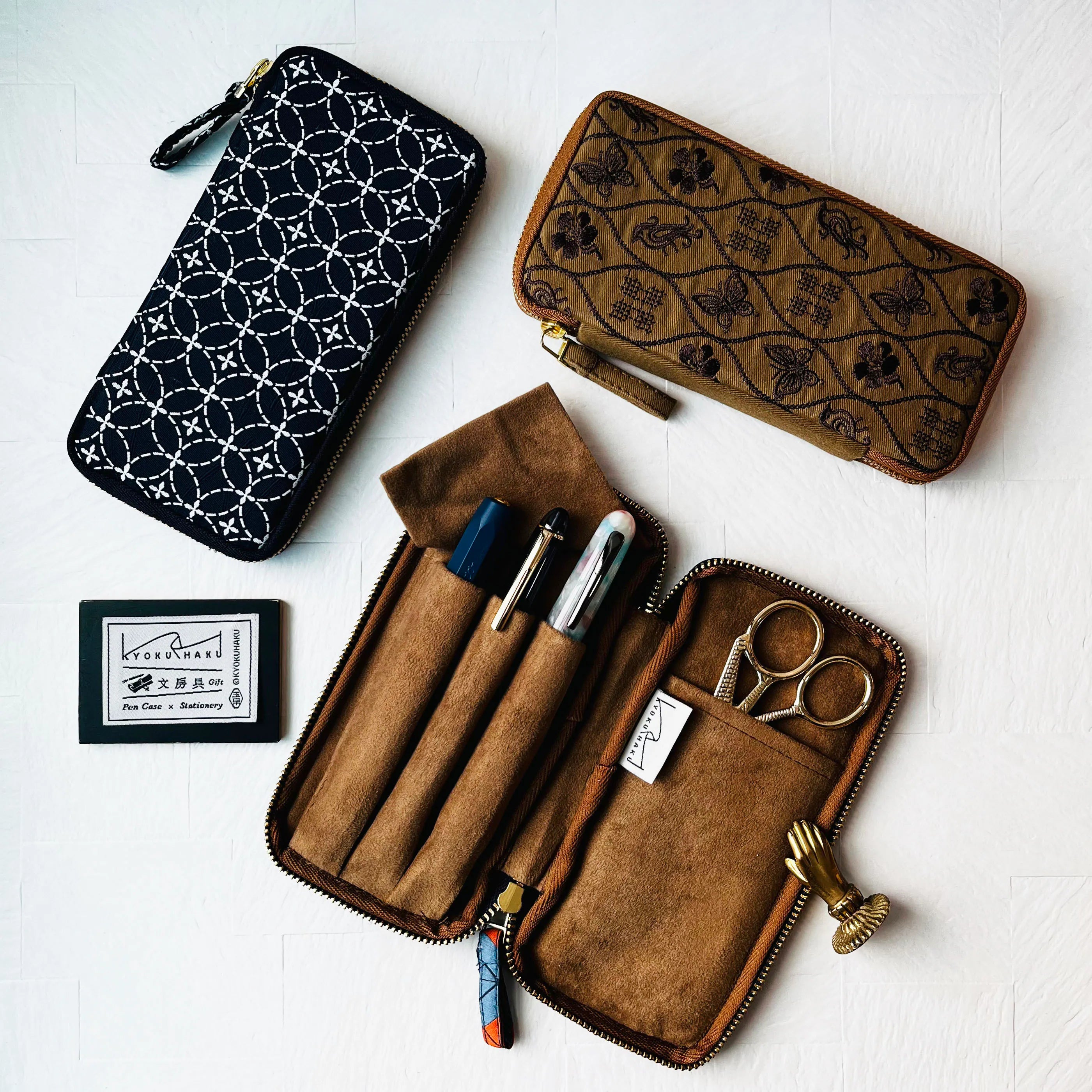 KYOKU HAKU Zippered Pen Case 3 Slots Memories