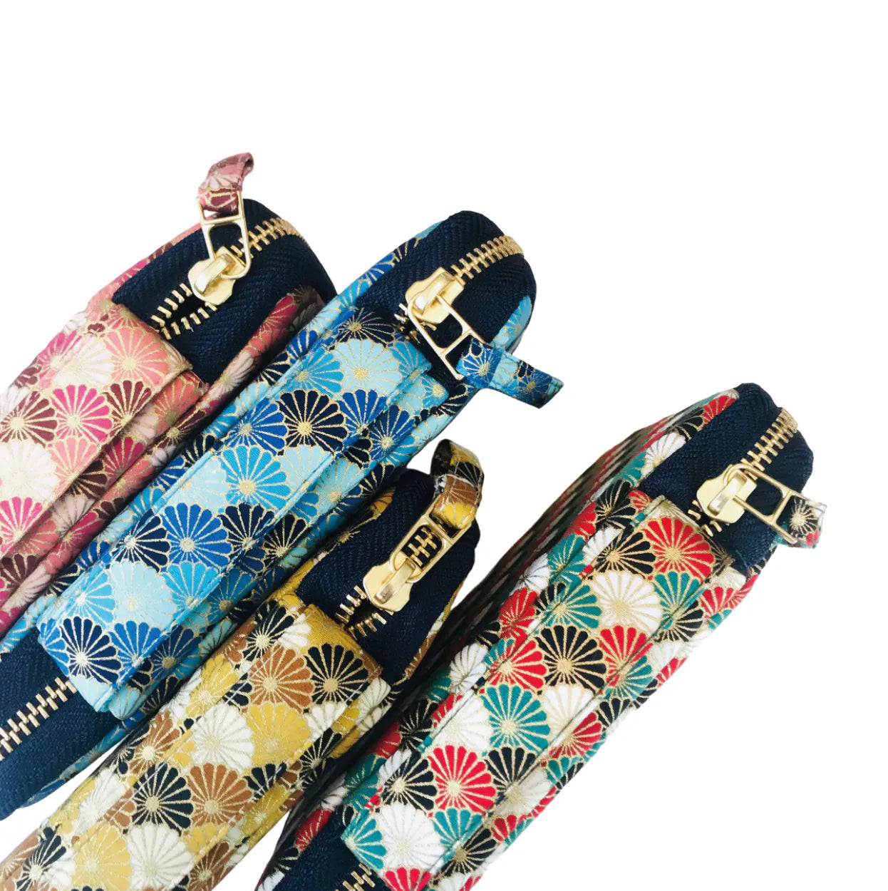 KYOKU HAKU Zippered Pen Case 10 Slots Seigaiha Red