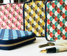 KYOKU HAKU Zippered Pen Case 10 Slots Seigaiha Red