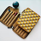KYOKU HAKU Zippered Pen Case 10 Slots Seigaiha Yellow