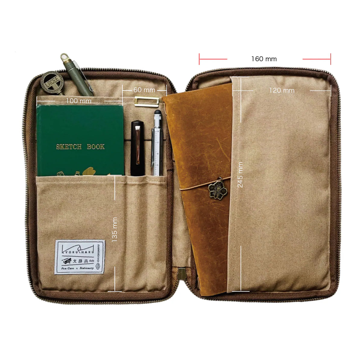 KYOKU HAKU Zipper Notebook Jacket Chrome Leather Brown