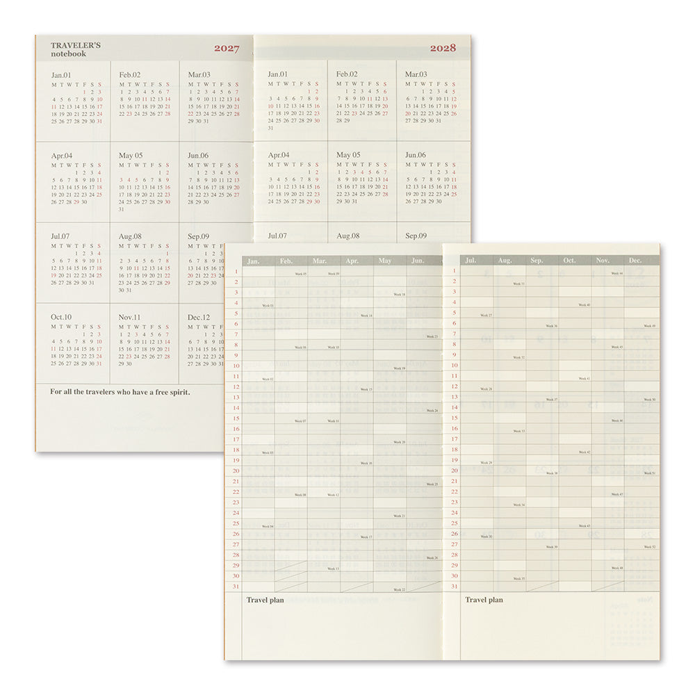 [Pre-Order] TRAVELERS Notebook 2027 Regular Monthly Refill