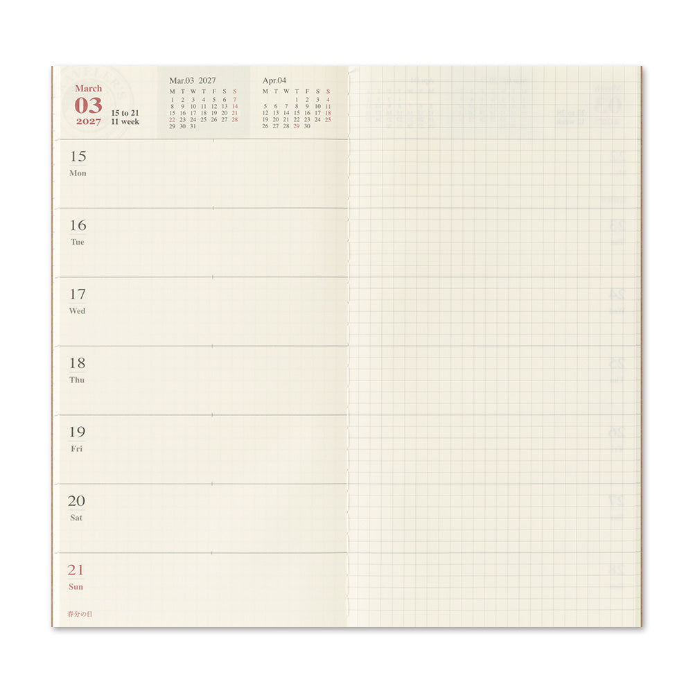 [Pre-Order] TRAVELERS Notebook 2027 Regular Weekly+Memo Refill