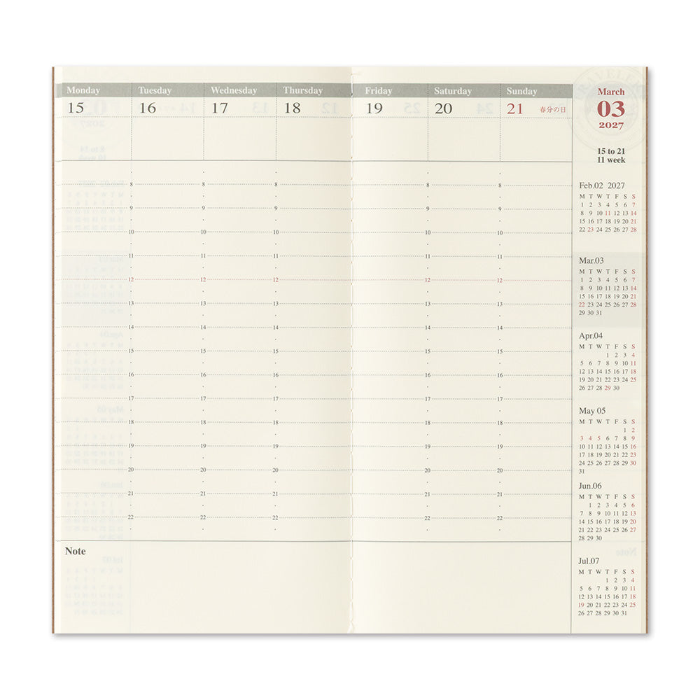 [Pre-Order] TRAVELERS Notebook 2027 Regular Weekly Vertical Refill