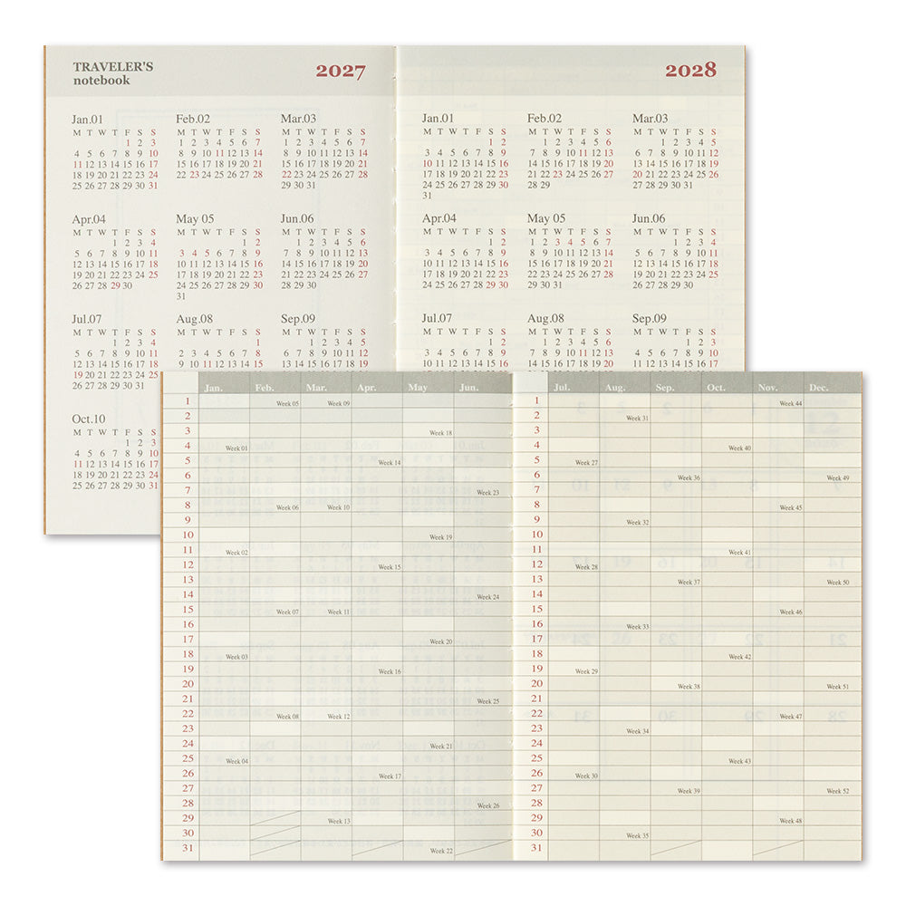 [Pre-Order] TRAVELERS Notebook 2027 Passport Monthly Refill