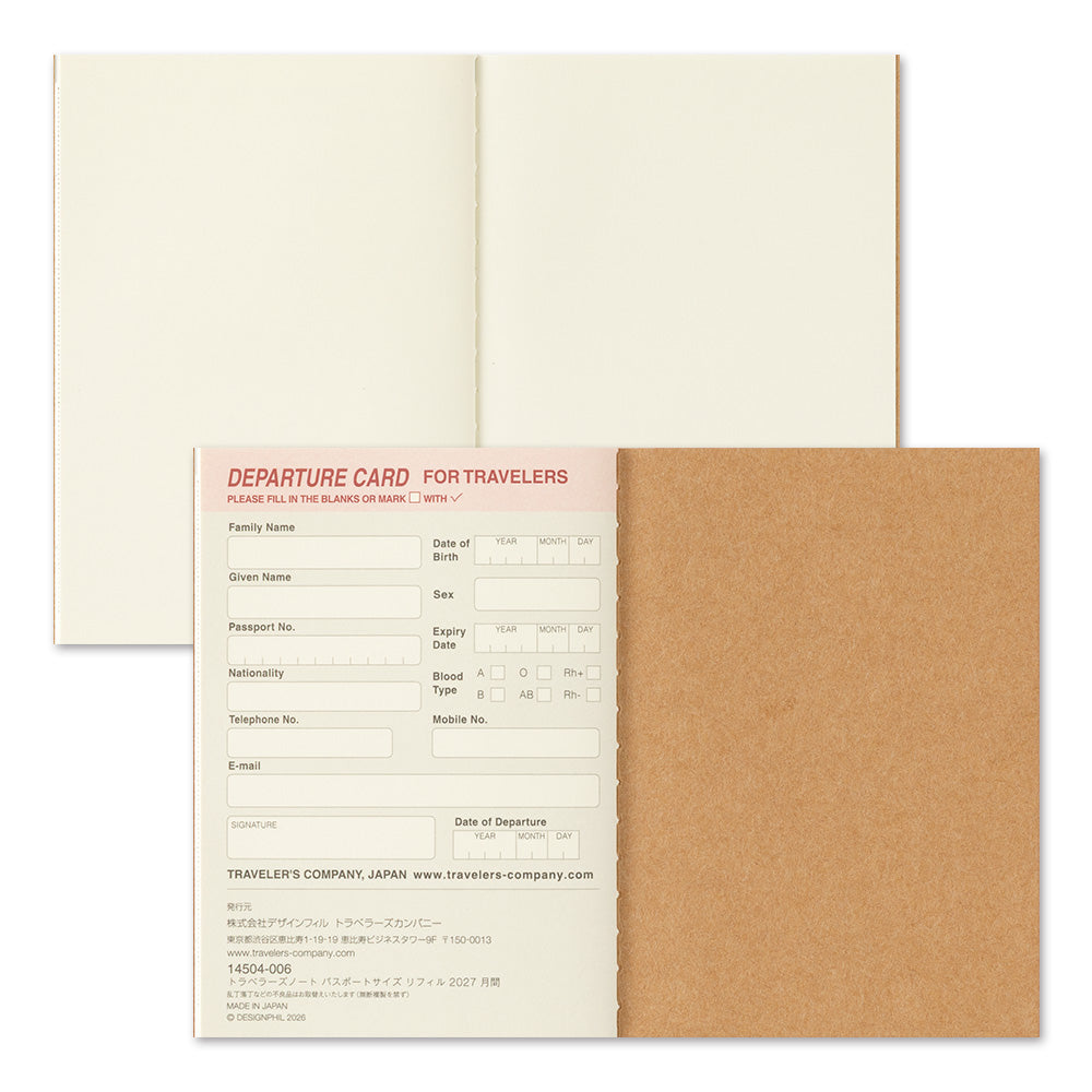 [Pre-Order] TRAVELERS Notebook 2027 Passport Monthly Refill