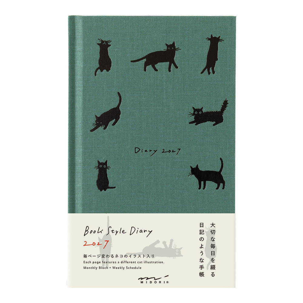 [Pre-Order] MIDORI 2027 Book Style Diary B6 Variant Cat Green