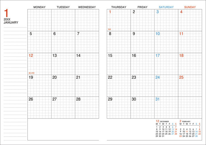 [Pre-Order] KOKUYO 2027 Campus Diary Monthly Grid Line A5 Red