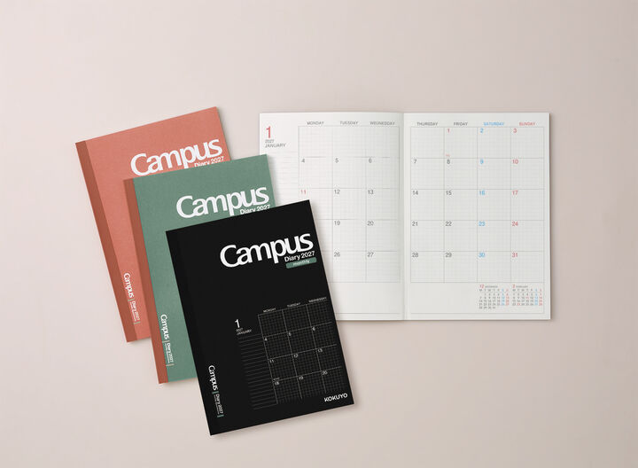[Pre-Order] KOKUYO 2027 Campus Diary Monthly Grid Line A5 Black