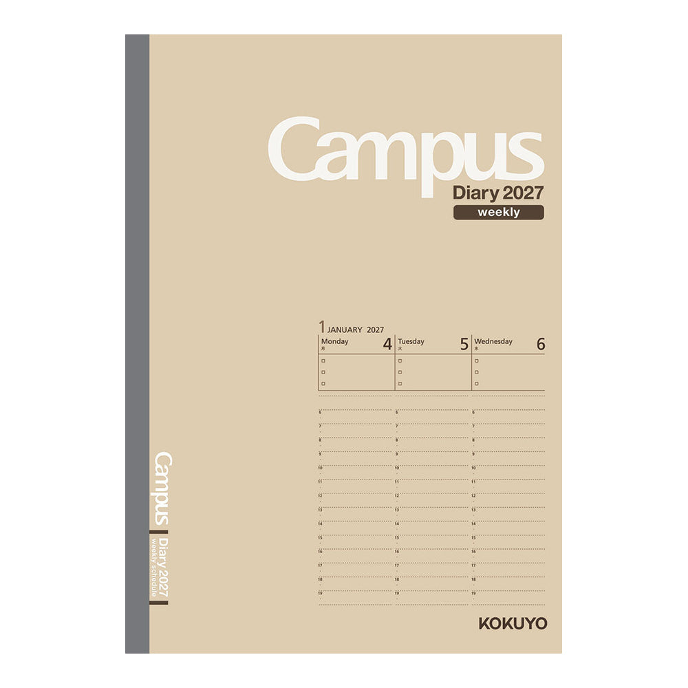 [Pre-Order] KOKUYO 2027 Campus Diary Weekly Vertical A5-S Light Brown