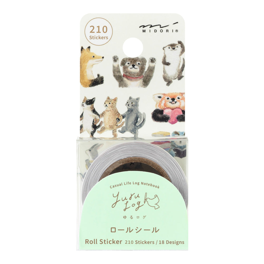 MIDORI Yuru Log Roll Sticker Animal Emotions