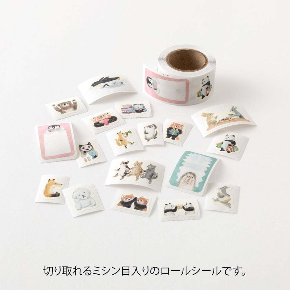 MIDORI Yuru Log Roll Sticker Animal Emotions