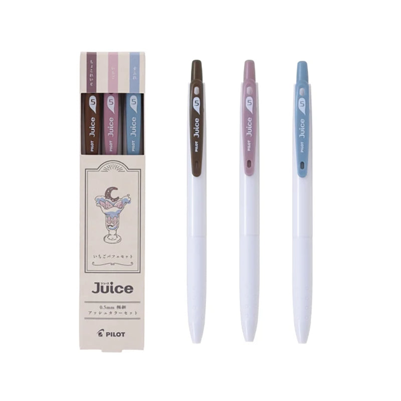 PILOT Juice Gel Pen 0.5mm Ash Colours Set of 3 Ash Brown Chocolate, Ash Pink Strawberry, Ash Blue Souffle
