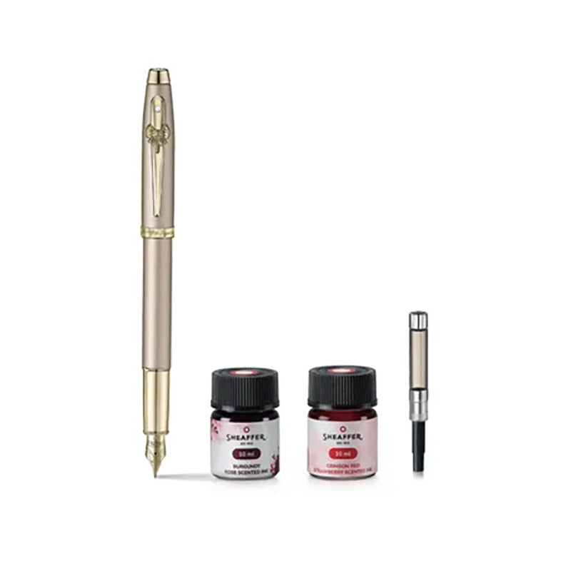 SHEAFFER x Emily In Paris 100 9377 Champagne Gold Fountain Pen with 2x 10ml Ink Vial Set Medium